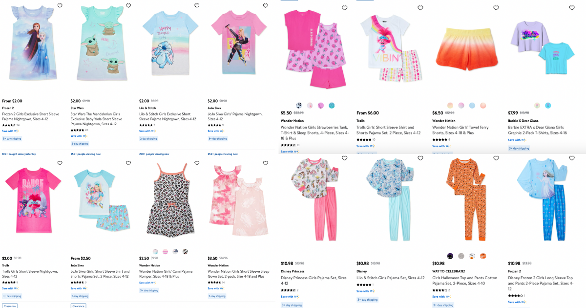 Walmart - Girls' Pajamas From Just $2 - The Freebie Guy®