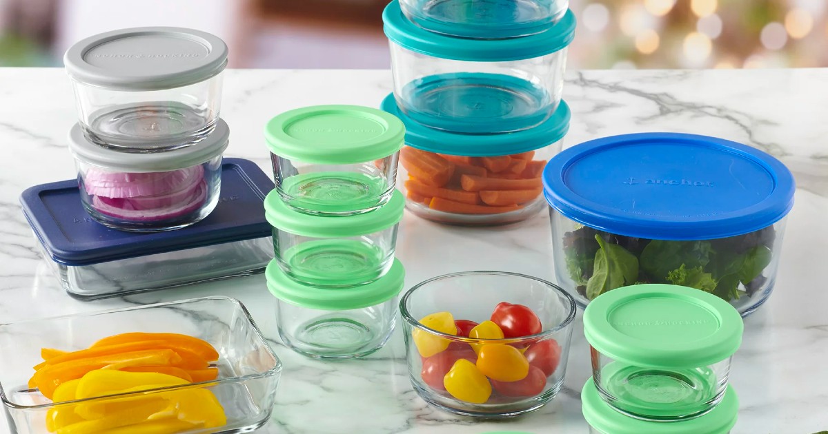 Anchor Hocking 30 Piece Glass Food Storage and Bake Container Sets