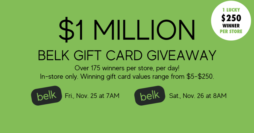 Belk 1 Million Gift Card Giveaway — Head InStore to Win! The