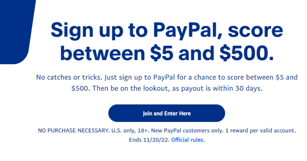 PayPal Sweepstake