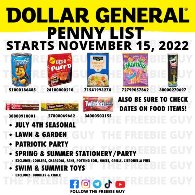 Dollar General - Penny List for November 15, 2022 - The Freebie Guy®