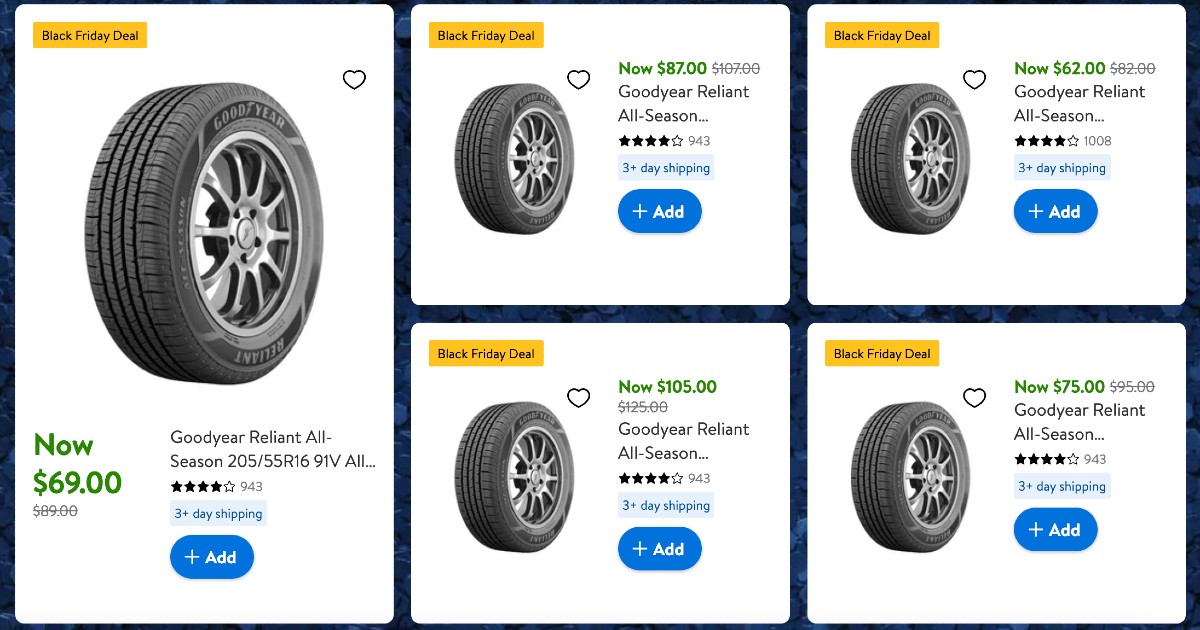 Walmart Black Friday Tire Deals 20 Off Goodyear Tires + Free