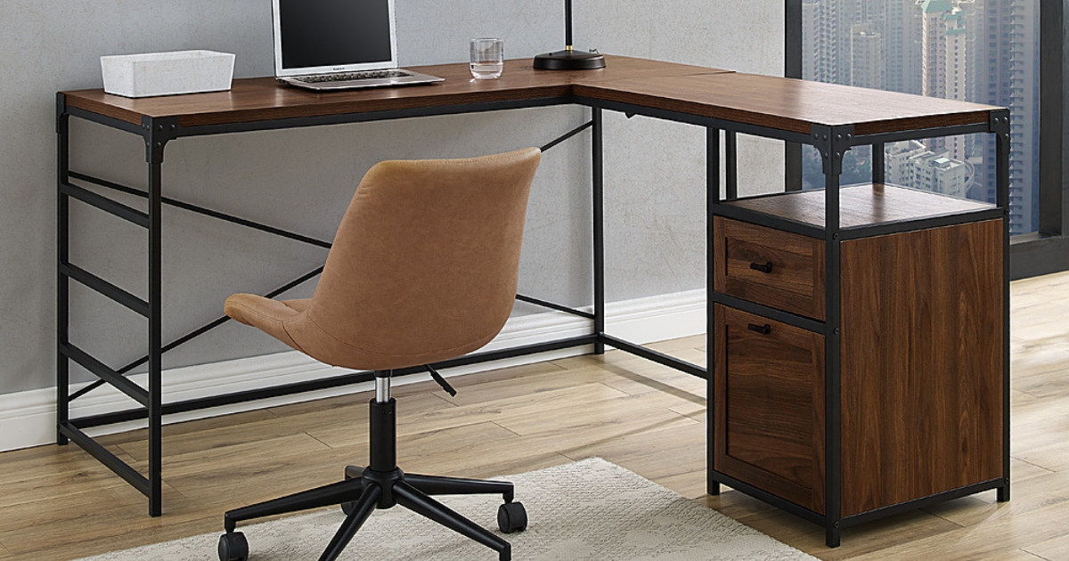 Walker Edison Urban Industrial L Shaped Desk