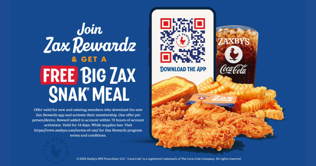 Free Big Zax Snak Meal at Zaxby's The Freebie Guy®