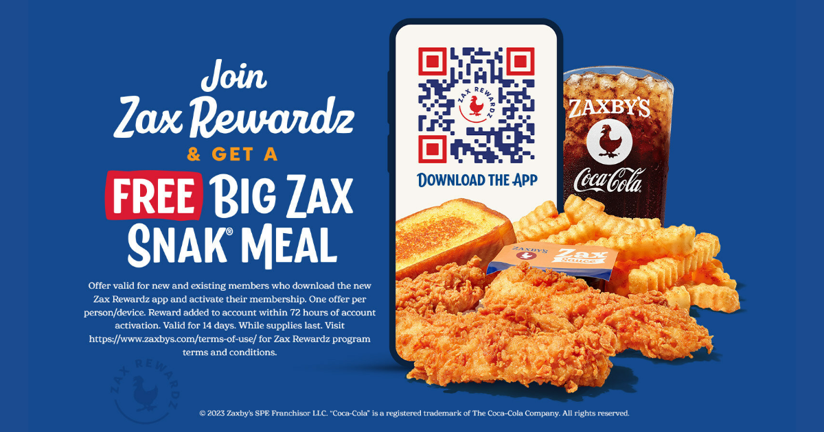 Free Big Zax Snak Meal at Zaxby's The Freebie Guy® ️️️
