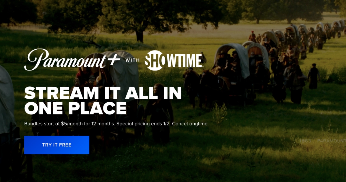 Paramount+ AND Showtime Bundle Only 5 Per Month for 1 Year The