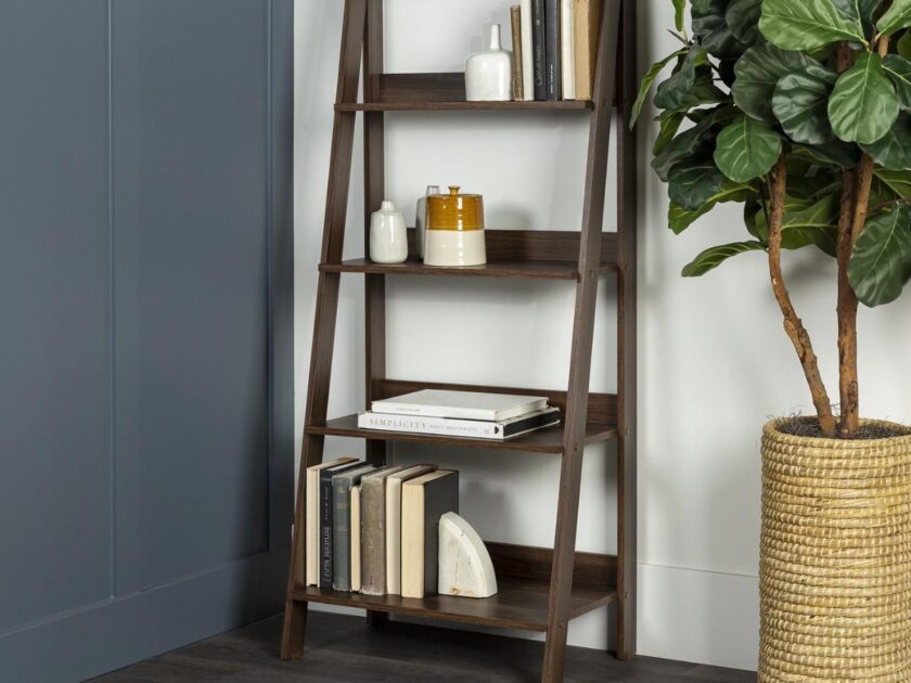 Manor Park Modern Wood Ladder Bookcase