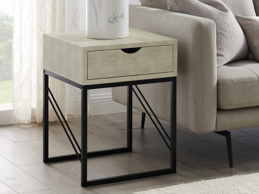 Manor Park Modern Eclectic Faux Shagreen Side Table