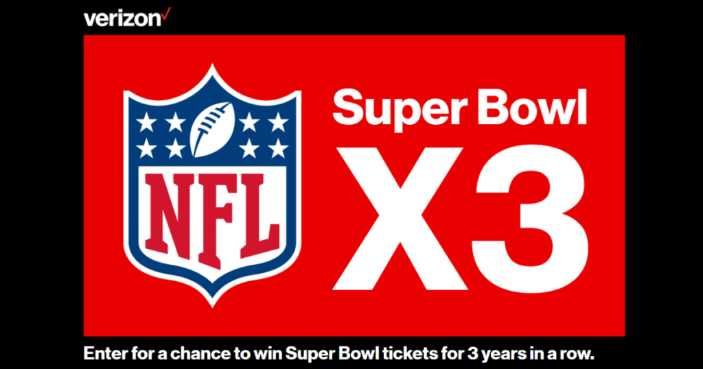 The Verizon 3 Years of Super Bowl Sweepstakes - The Freebie Guy®