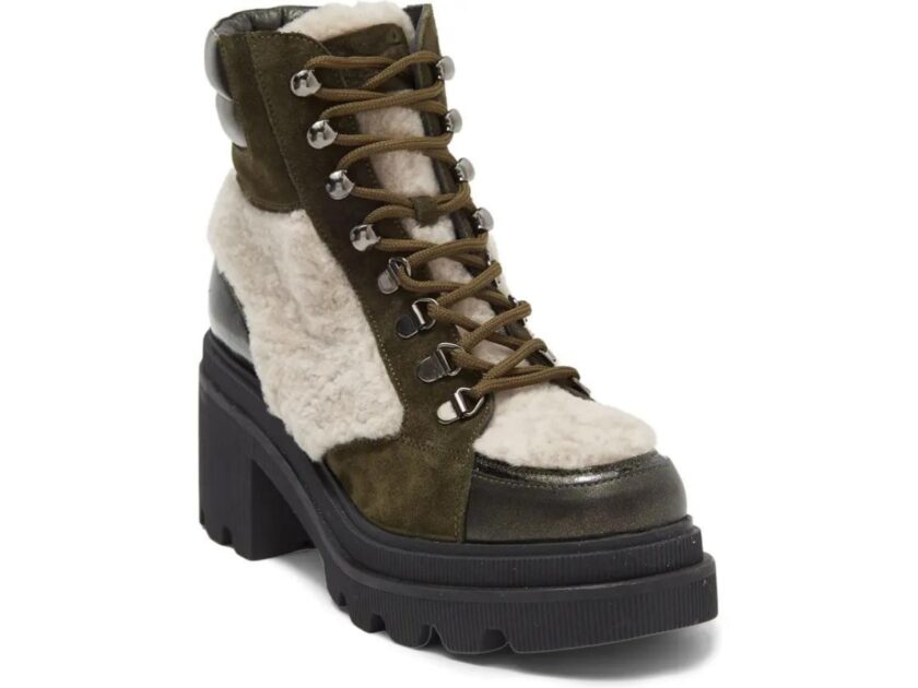 Voile Blanche Loden Faux Shearling Trim Lug Sole Boot