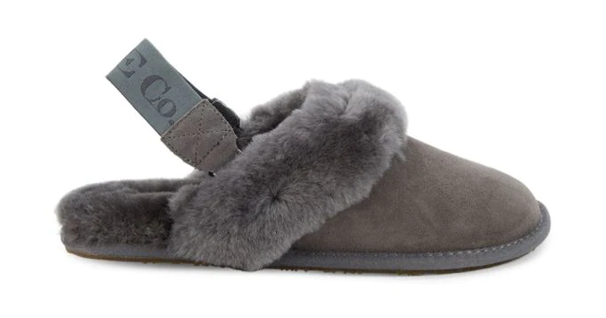 Sheepskin Suede Slingback Mule Slippers