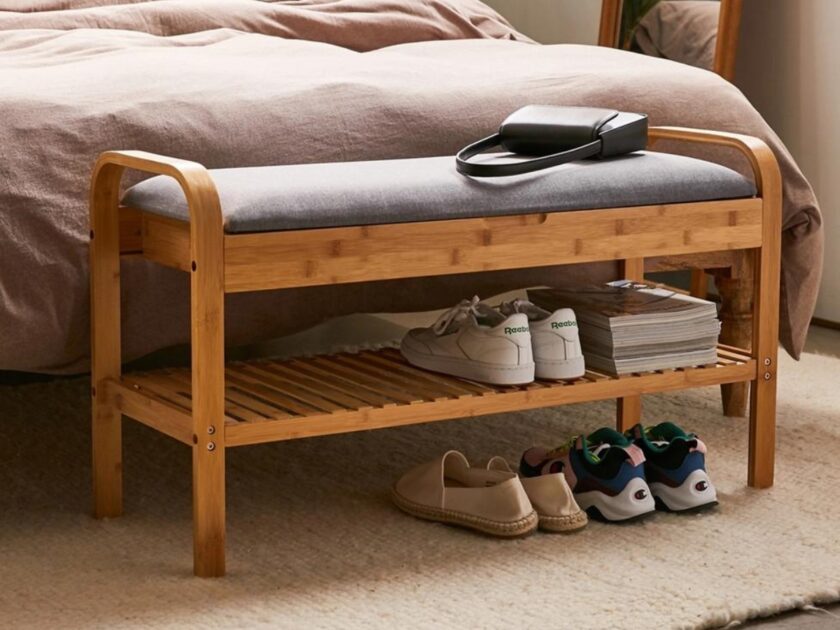 Urban Upholstered Bamboo Storage Bench