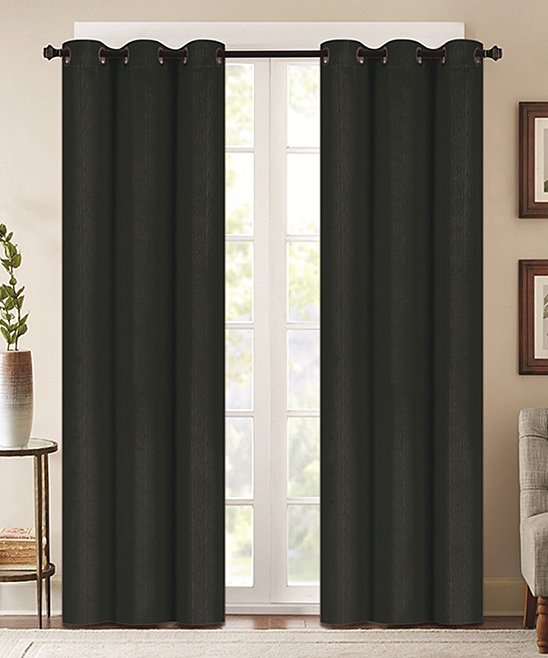 Black Denver Embossed Blackout Curtain Panel