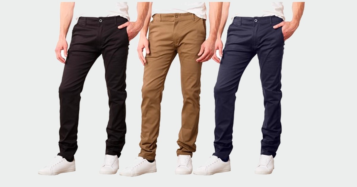 Men's Multi-Pack Super Stretch Slim Fitting Chino Pants Only $20.99 ...