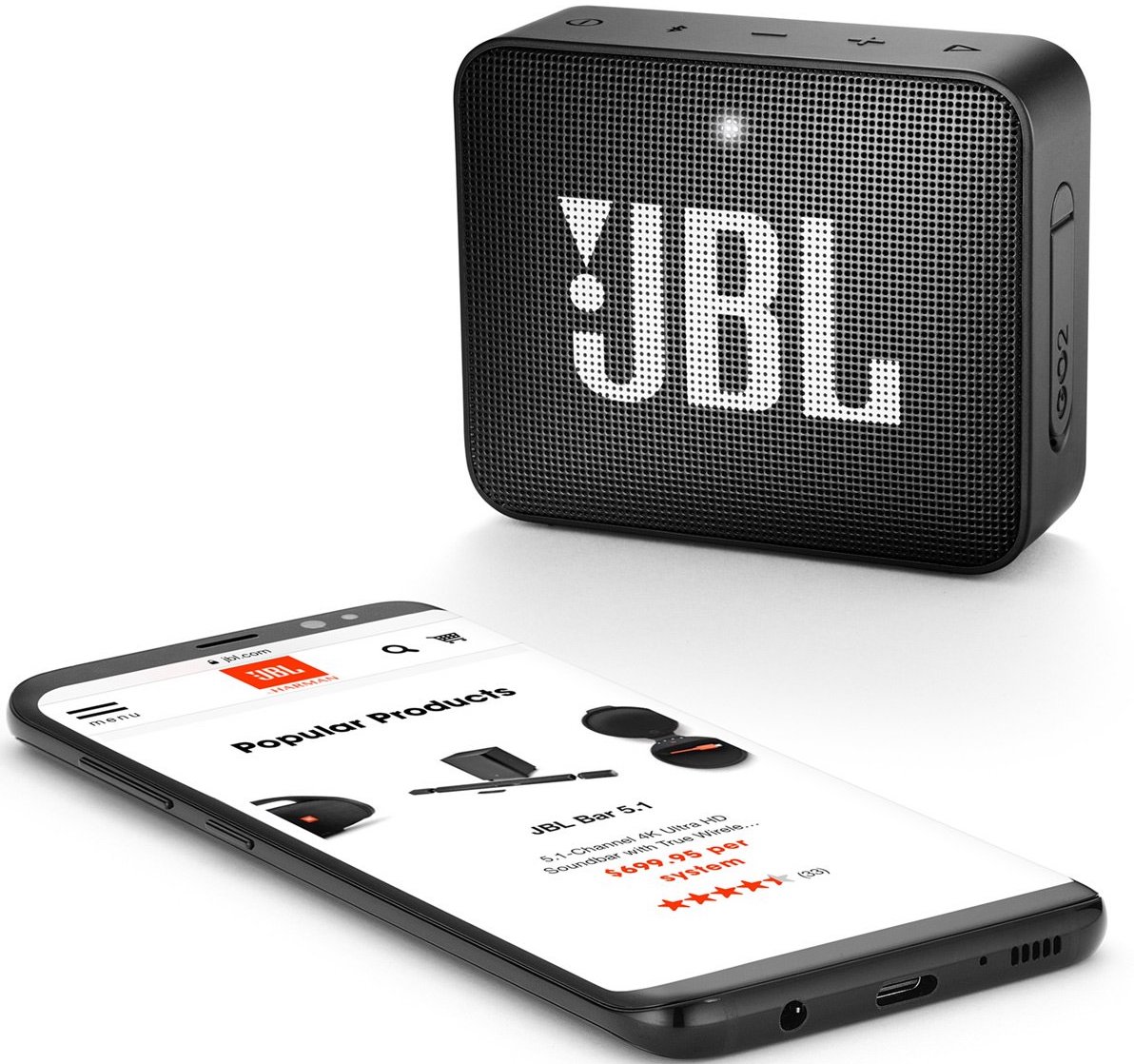JBL Speaker next to phone