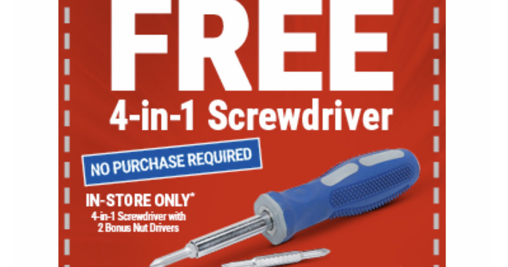 Free 4in1 Screwdriver at Harbor Freight The Freebie Guy®