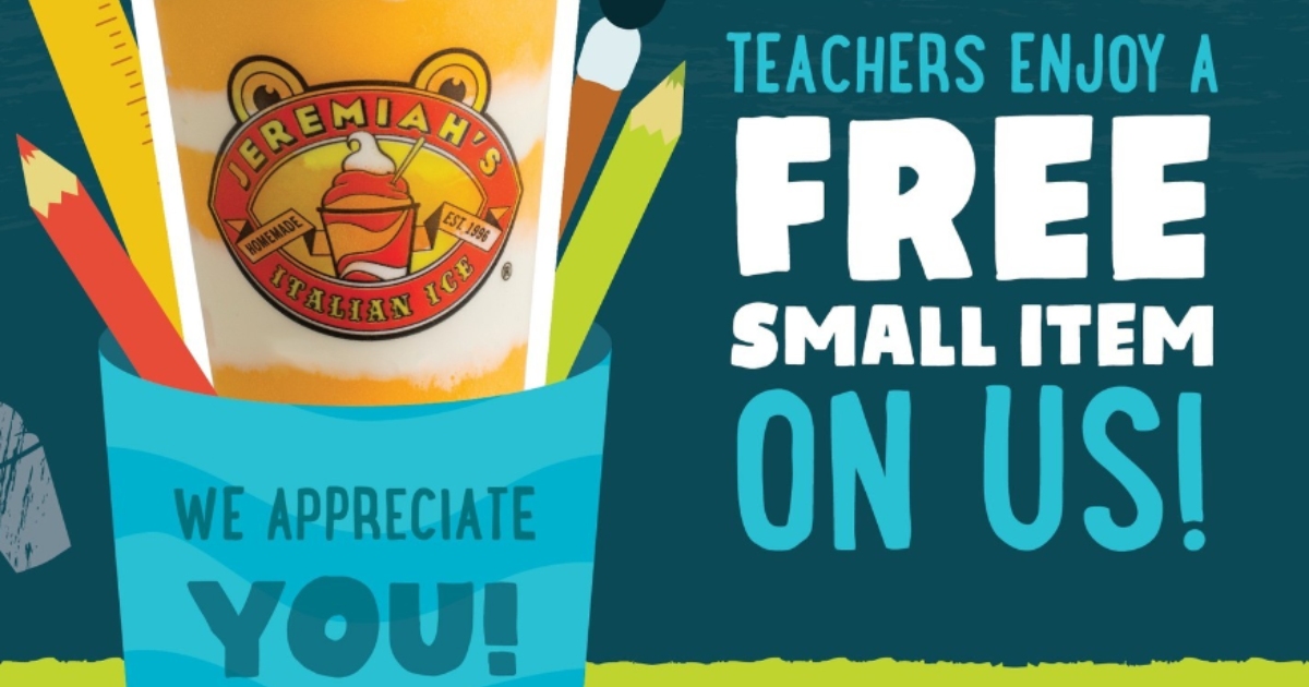 Free Small Menu Item at Jeremiahs Italian Ice for Educators