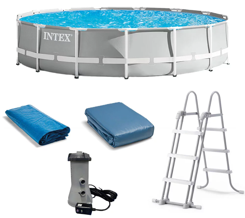 Intex 15 Foot x 42 Inch Prism Frame Above Ground Swimming Pool Set