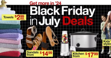 Black Friday in July at JCPenney with towels, sandals, and appliances
