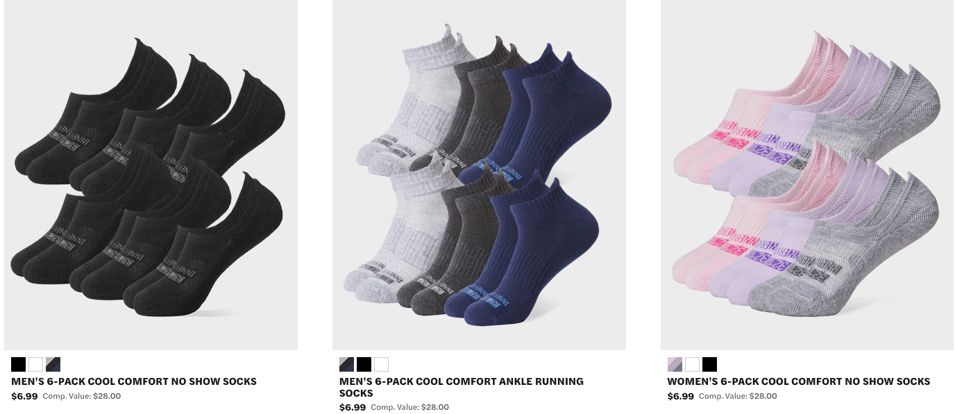 Men's or Women's Socks 6-Packs