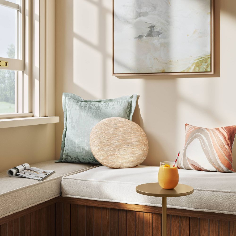 Tonal Patterned Chunky Embroidered Cotton Square Throw Pillow