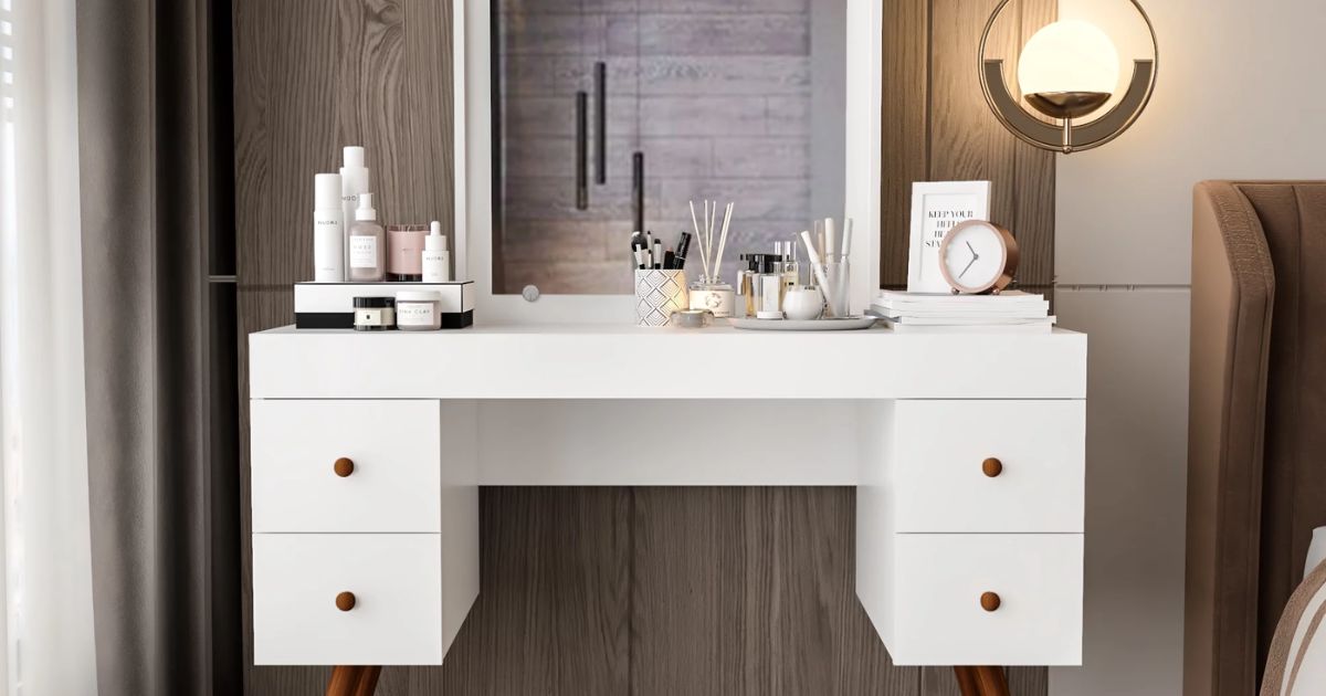 Vanity Table vanity table with makeup on it