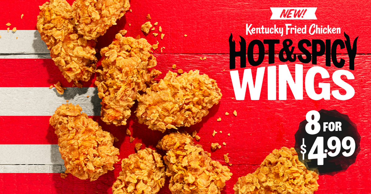 KFC NEW HOT SPICY WINGS GET FOR JUST