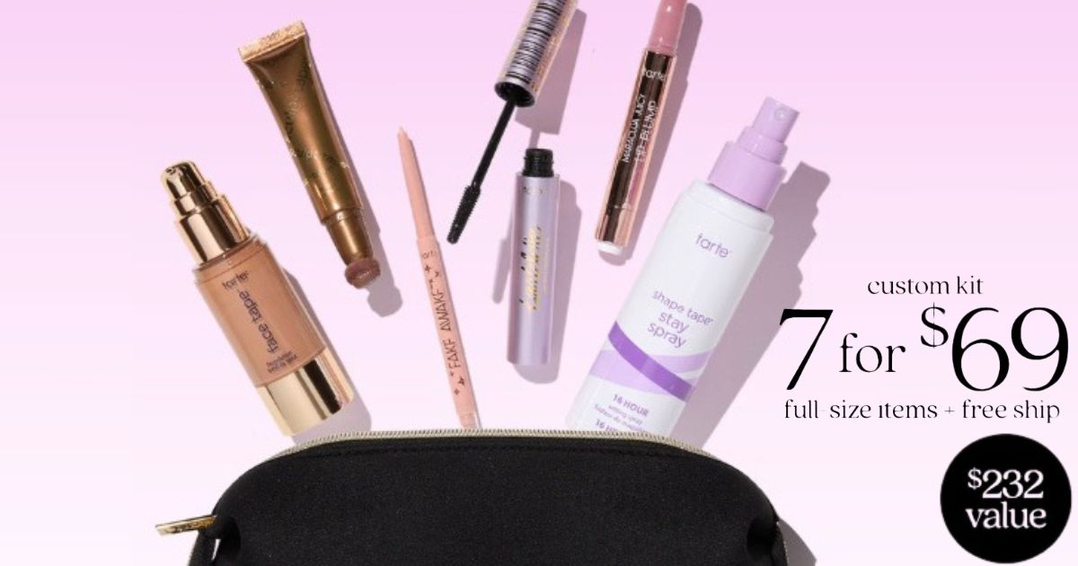 Tarte cosmetics coming out of a bag