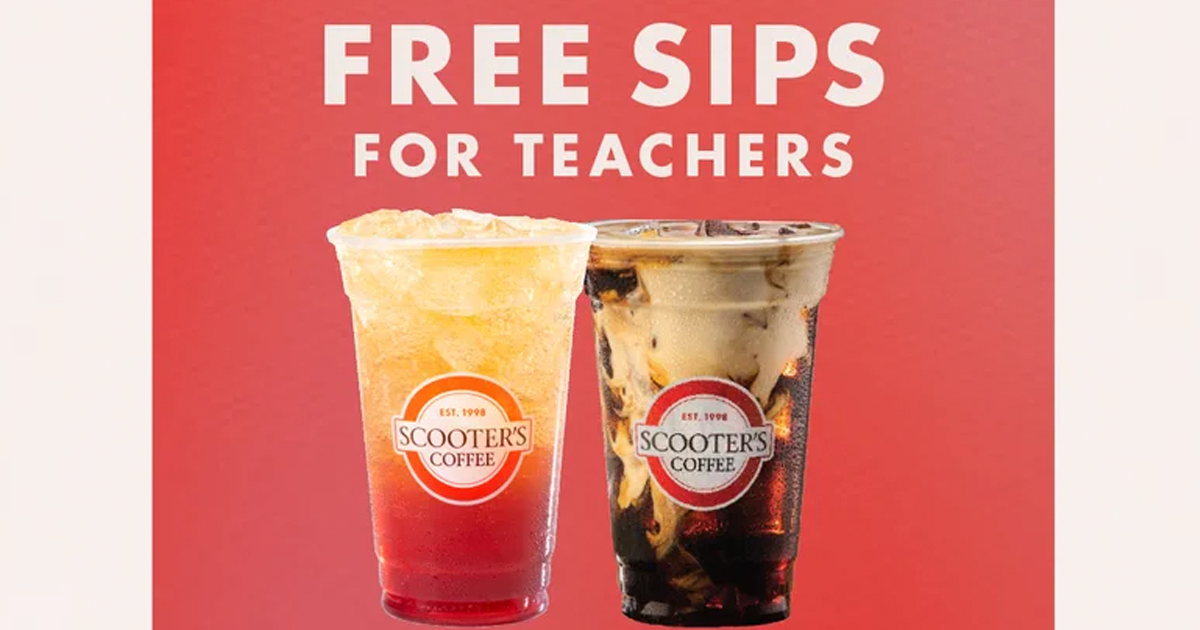 Free Drink at Scooter's Coffee for Teachers The Freebie Guy® ️️️