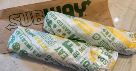 two subway footlong sandwiches