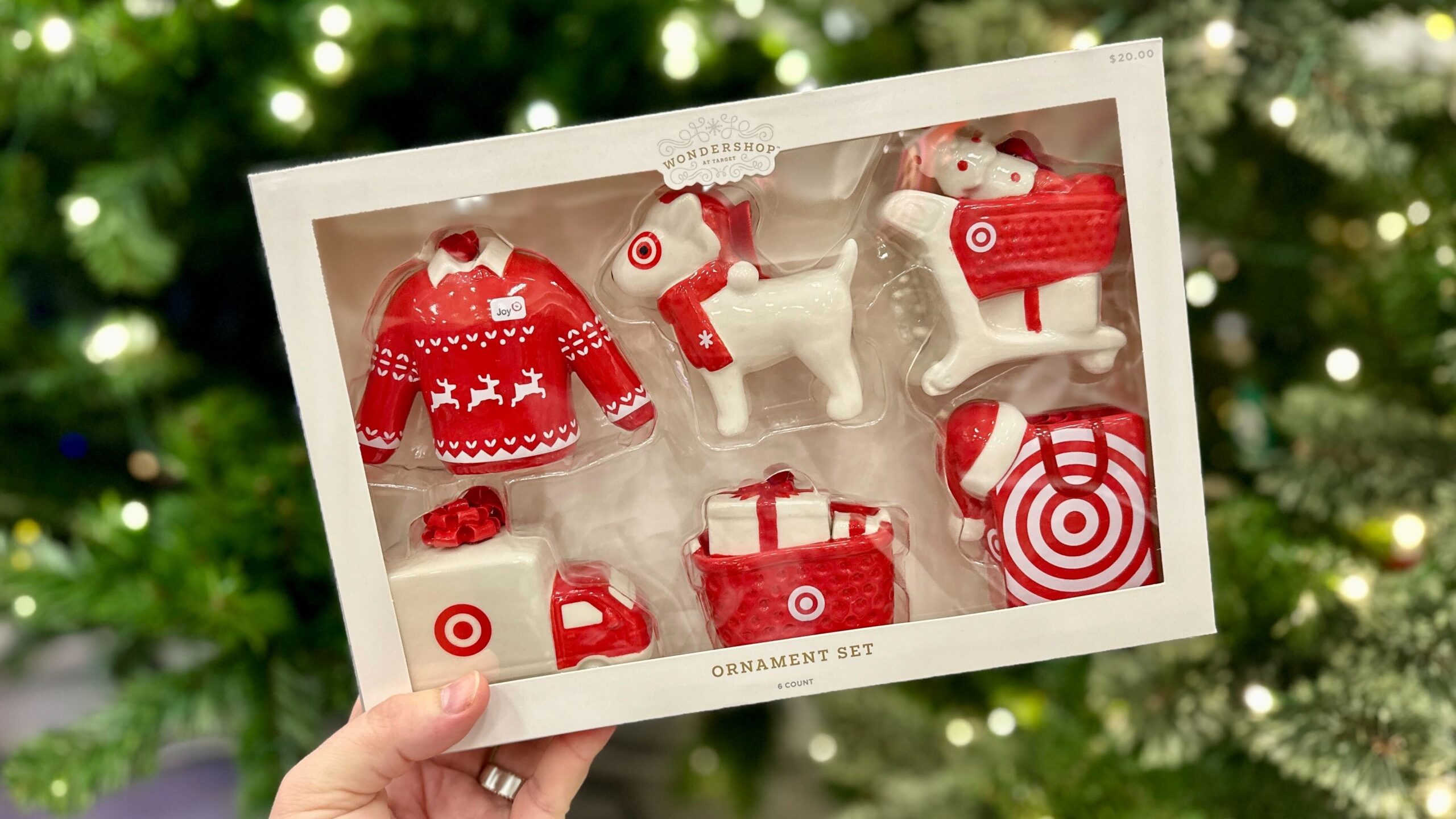 NEW TARGET ITEM! Ceramic Target Christmas Tree Ornament 6 Piece Set