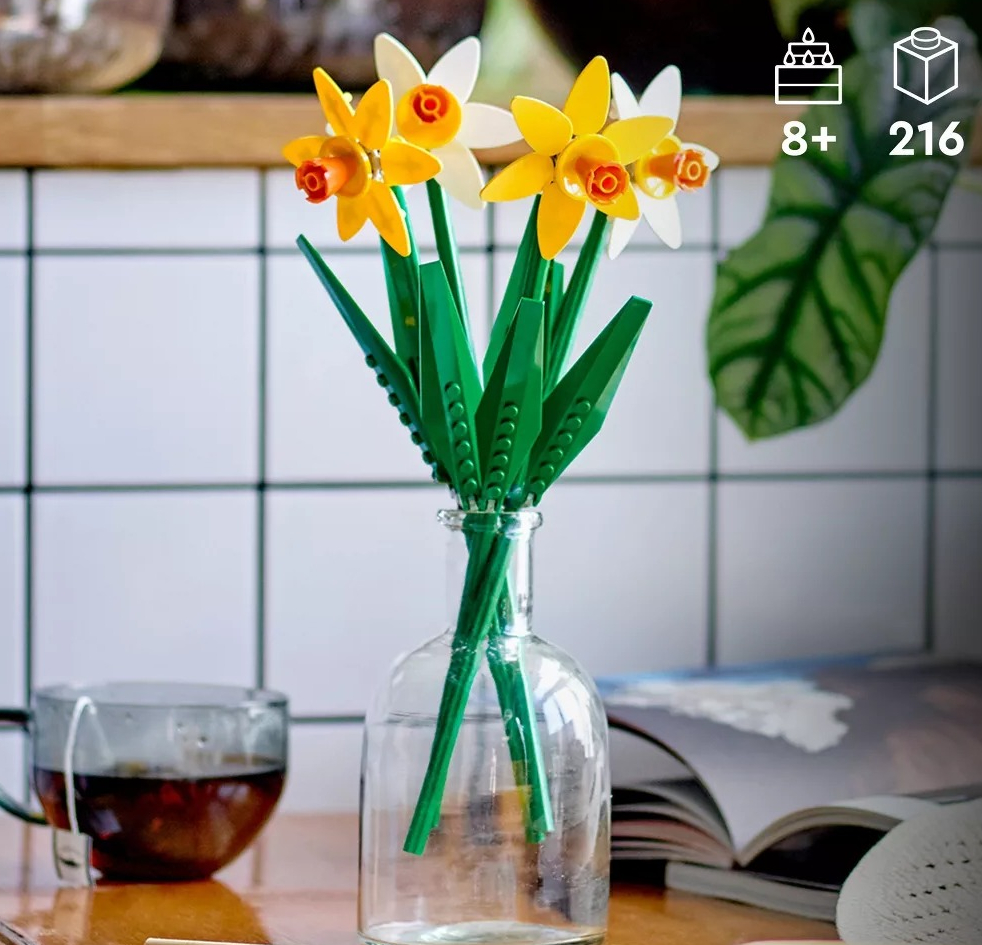 LEGO Daffodils Celebration Gift Yellow and White Daffodil Room Decor LEGO Daffodils in a vase