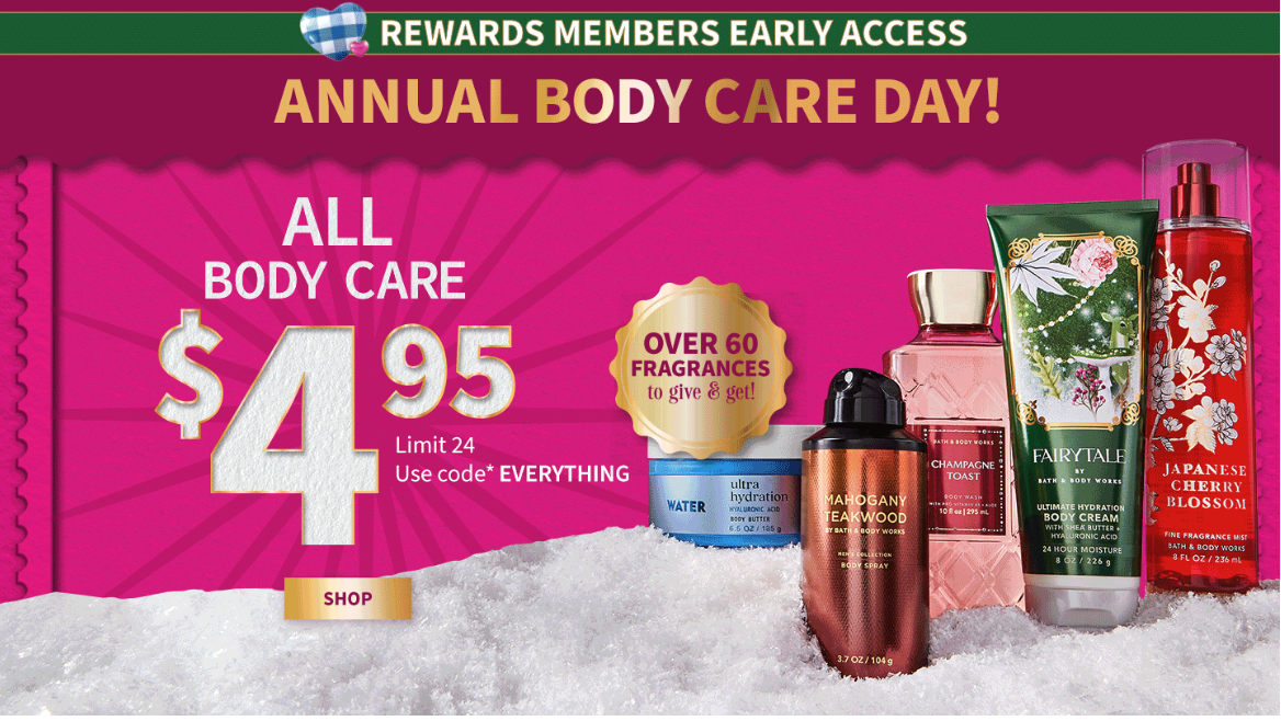 Bath & Body Works Annual Body Care Day ALL Body Washes, Body Butters