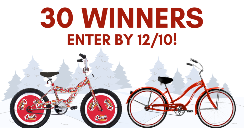 Raising Canes Chicken Fingers Holiday Bicycle Giveaway
