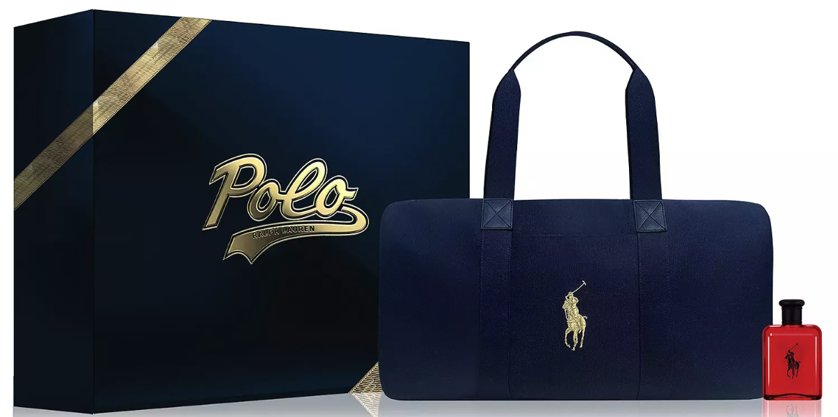 Ralph Lauren Mens Polo Red Eau de Toilette Holiday Gift Set with Duffle Bag
