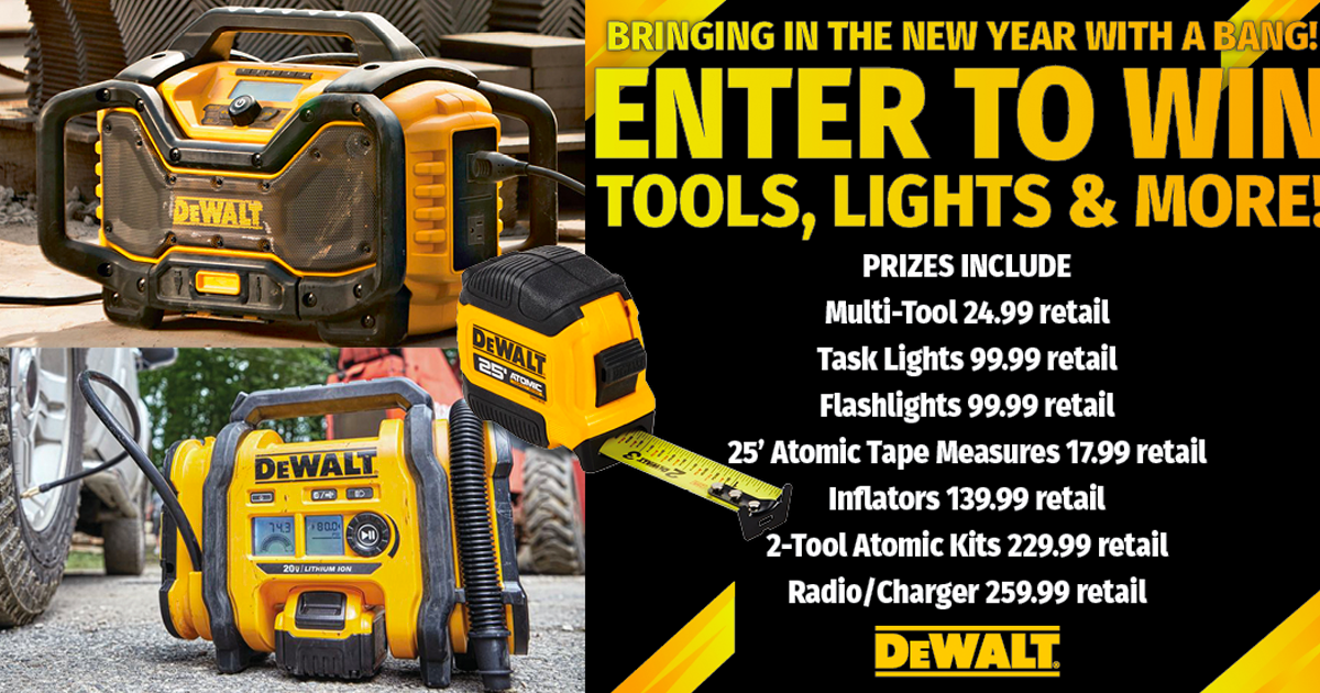 DEWALT Bringing in the NEW YEAR with a Bang Sweepstakes The