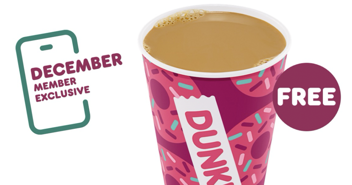 Free Medium Hot Coffee at Dunkin' Donuts Through December 31st! The