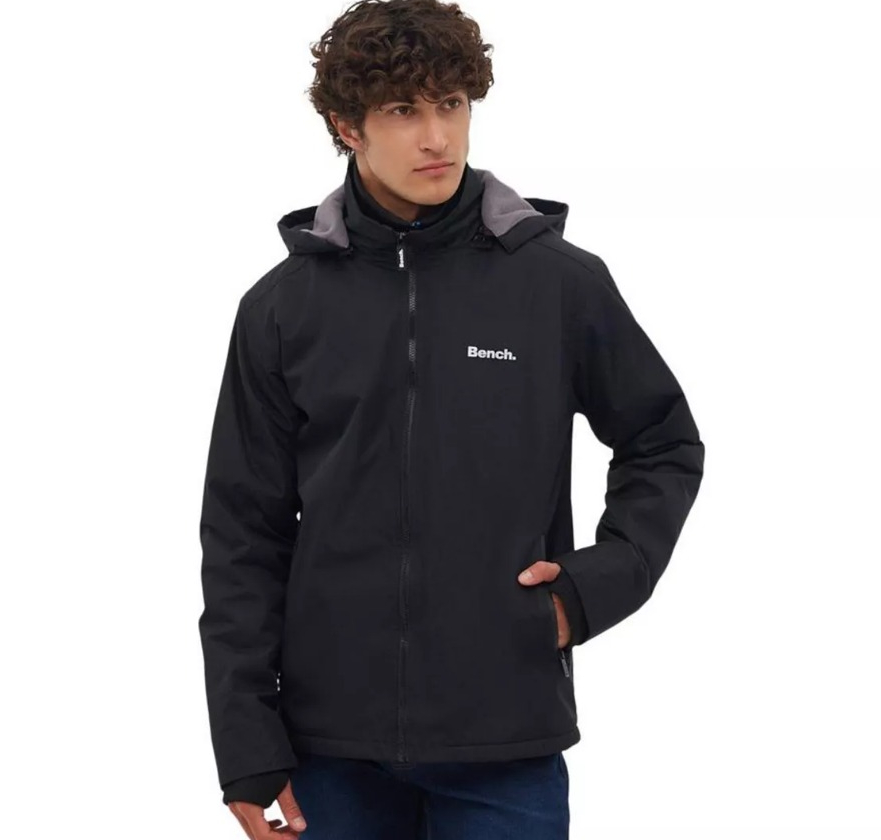 BENCH DNA Mens Hawn Double Faced Ripstop Hooded Bomber Jacket