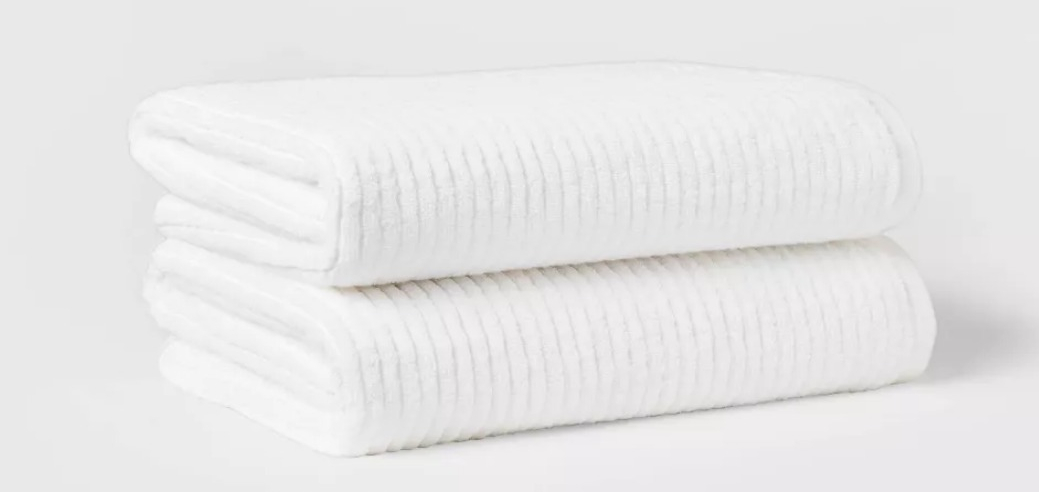 Quick Dry Ribbed Bath Towel Set