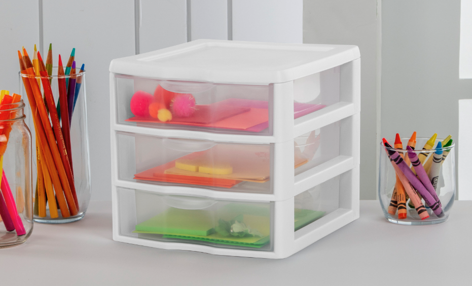 Sterilite Small Drawer Desktop Unit Plastic White