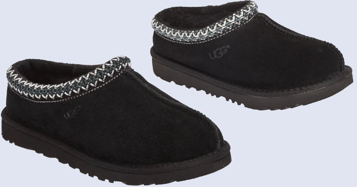 two black UGG slippers