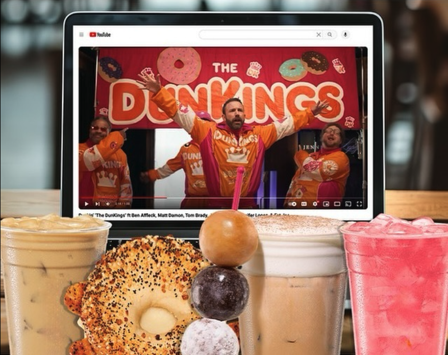 DunKings Menu items staged as if watching Ben affleck on ipad