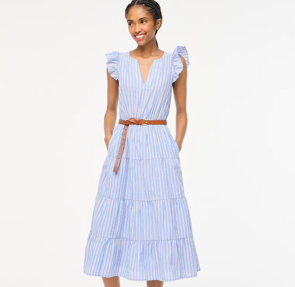 woman in a blue dress