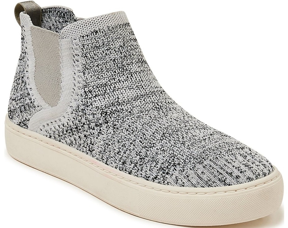 gray shoes with a tan sole