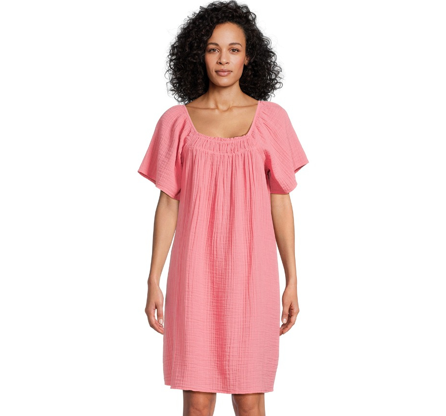 Time and Tru Women s Textured Mini Dress with Short Sleeves