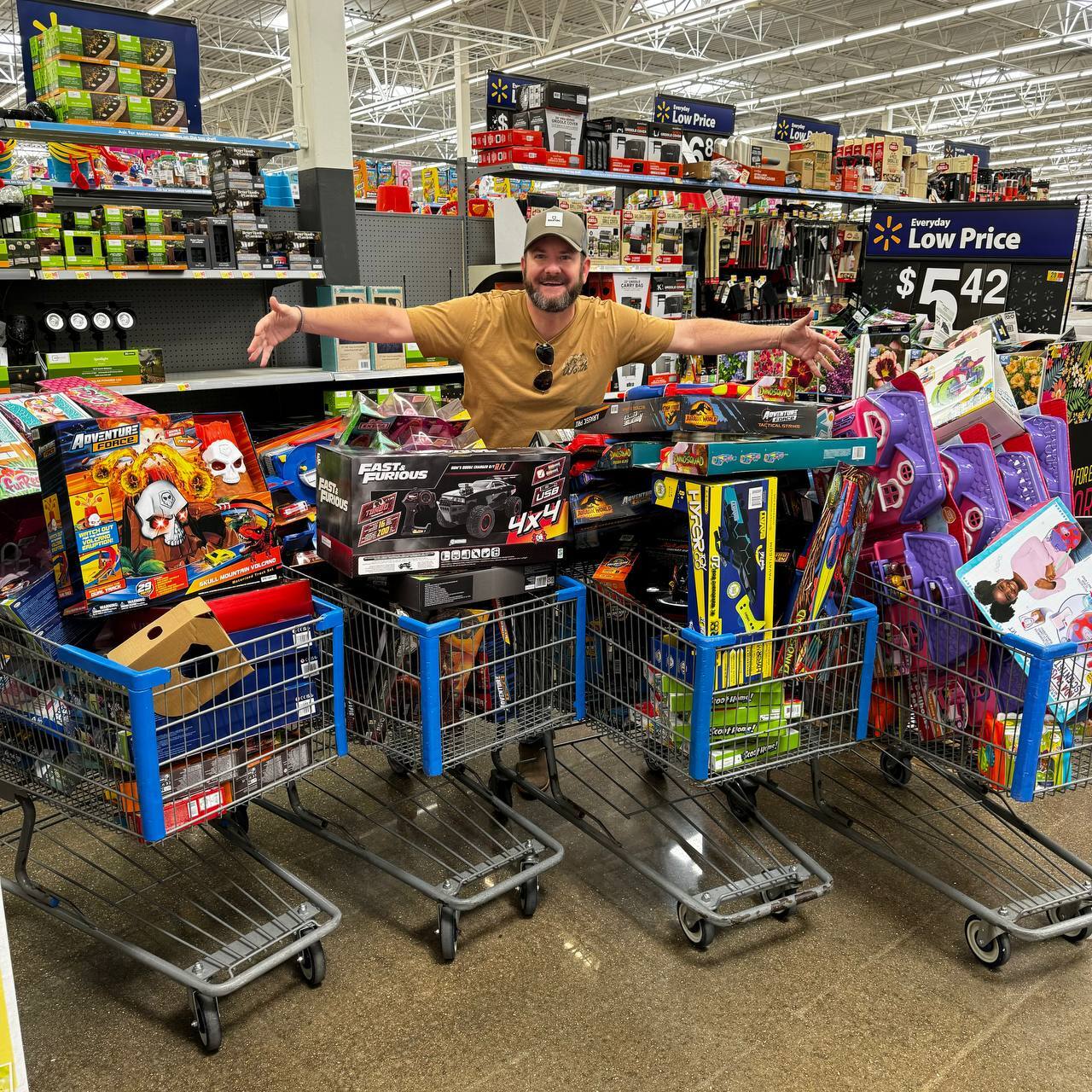 Shopping carts full of toys in walmart