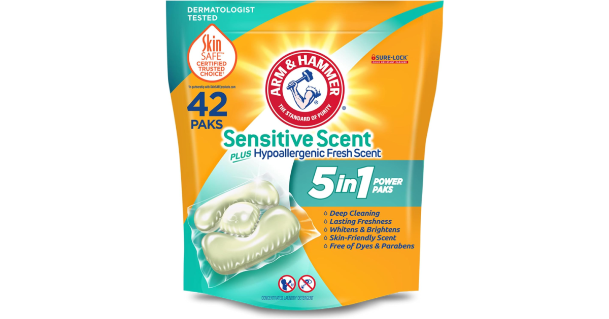 Arm & Hammer Sensitive 5-IN-1 Power Paks 42-Count Only $7 - The Freebie ...