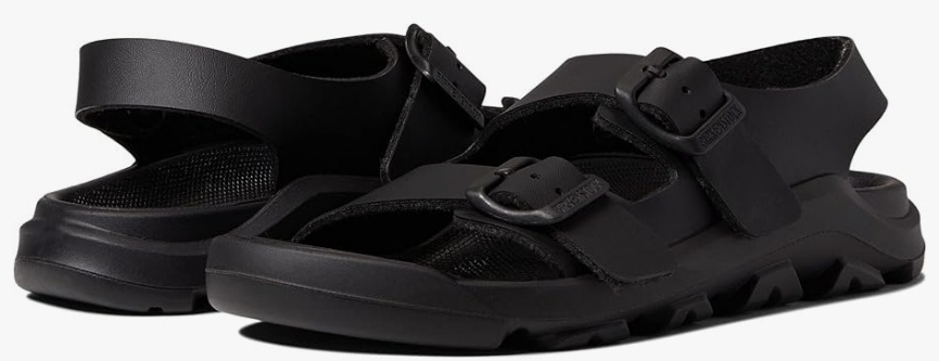 solid black pair of Birkenstock sandals