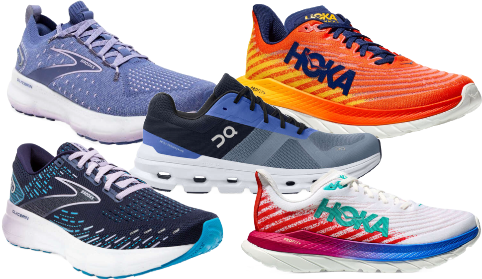 Hoka Brooks and on cloud shoes
