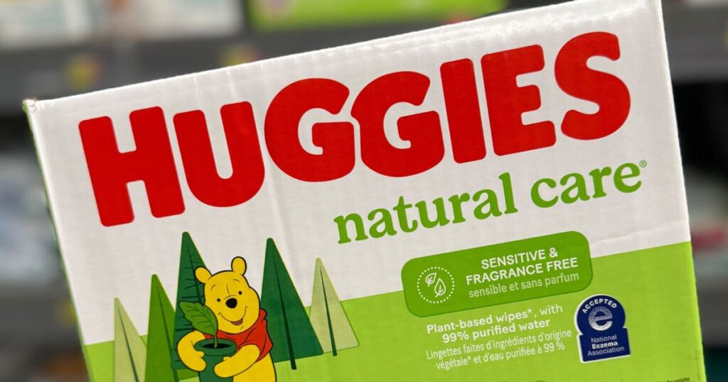 box of Huggies Natural Care Sensitive wipes